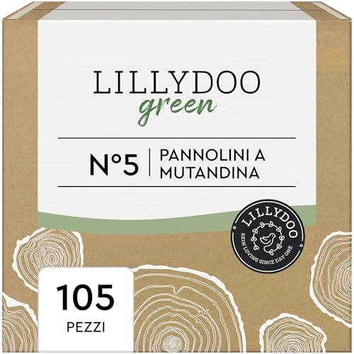 Pannolini a mutandina a ridotto impatto ambientale LILLYDOO green, taglia 5 (12-17 kg), Confezione da 5 x 21 pannolini (105 pannolini)
