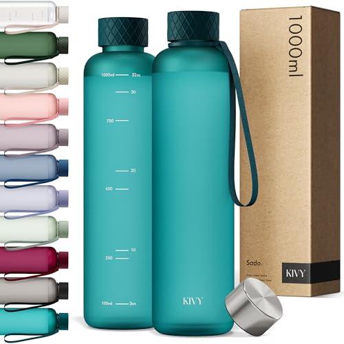 KIVY Borraccia Tritan, 1 l, adatta per anidride carbonica e a prova di perdite, per sport, scuola e ufficio, palestra, borraccia sportiva, borraccia da fitness, borraccia da 1 litro
