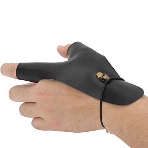 Asixxsix Paramani per tiro con L'Arco, Protezione per Le Dita Leggera e Traspirante in Pelle PU Guanto per tiro con L'Arco Antiscivolo per Mano Sinistra, Arco Lungo Tradizionale, Arco mongolo(Nero)