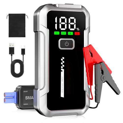 YDBAO Avviatore Batteria Auto 6000A Avviatore di Emergenza per Auto/Moto (Fino a 8.0L Benzina o 6.0L Diesel) 12V Jump Starter Portatile con Torcia a LED Uscita USB Rapida