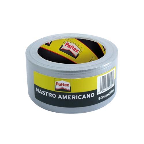 Pattex Nastro Adesivo Americano, Nastro telato rinforzato per riparazioni o decorazioni, Adesivo americano impermeabile per tubature, scarichi e condotti, rotolo 50mm x 25m