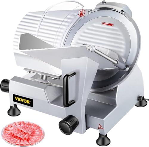 VEVOR Affettatrice Commerciale, Affettatrice Elettrica Gastronomi 240W, Elettrica per Alimenti con Lama in Acciaio al Carbonio da 10 pollici, 350-400 Giri/min, Spessore