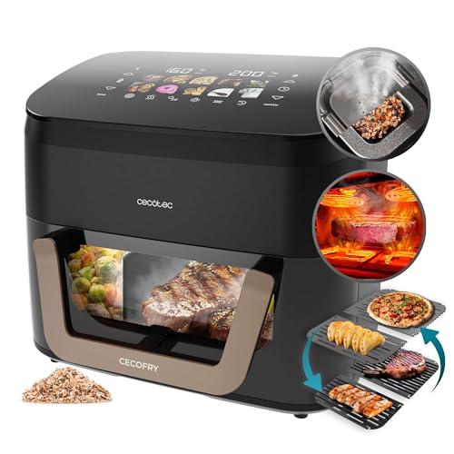Cecotec Friggitrice ad Aria 10L - Air Fryer Cecofry&Grill Smokin' 11000. 2200W, 3in1 Friggitrice, Grill, Piastra. Affumicatore integrato, 10 Menù, Temp 40-200°C, Doppia temperatura, Cottura uniforme
