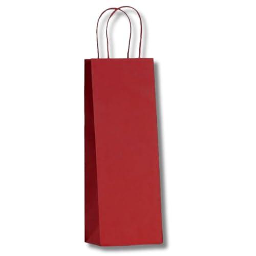 DOT Horeca Solutions 50 Shopper porta bottiglia BORDEAUX vino Buste di Carta Sacchetti Regalo per Bottiglie con Manico 14x8x40 cm Carta Kraft Sacchetto Busta per Vino rosso