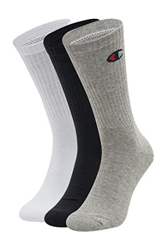 Champion Core 3PP Crew Calzini, Unisex - Adulto, Grigio (Melange Chiaro)/Bianco/Nero, 39-41 EU