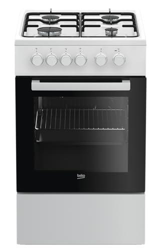 Beko - FSS52020DW - Cucina 50x60, Forno Elettrico Statico + Piano con 4 bruciatori a gas e griglie a piattina, Classe A, Controllo Meccanico, Colore Bianco, Dimensioni HxLxP: 85,0 x 50,0 x 60,0