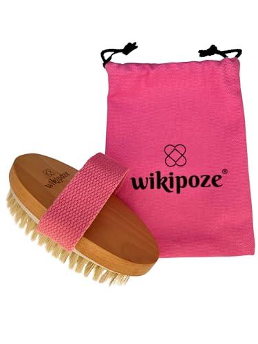 WIKIPOZE Spazzola Corpo a Secco Setole Naturali Dry Brush Anticellulite Spazzola Esfoliante Corpo Scrub per Rimuovere le Cellule Morte Prevenire Peli Incarniti Migliorare la Circolazione Sanguigna