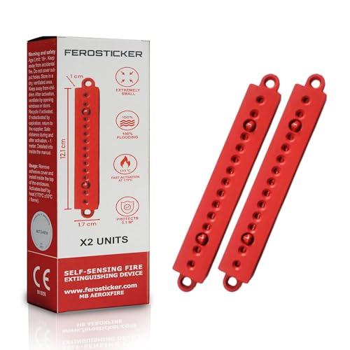 FEROSTICKER Piccolo Estintore Automatico – Atossico, Compatto e Senza Manutenzione, Protezione Antincendio Domestica per Quadri Elettrici, Generatori Solari, Veicoli, Batterie al Litio, Navi (2 Pezzi)