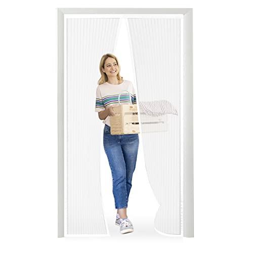 Meet Beauty Zanzariera Magnetica 100 x 250 cm per Porte, Upgrade Zanzariera Porta Finestra, Bianco