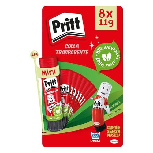 Pritt Colla Stick 8 x 11g, colla per bambini sicura e affidabile, colla Pritt per lavoretti e fai da te, con una tenuta forte per uso scuola e ufficio, 8 stick x 11g