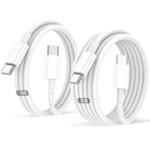 Cavo USB C to USB C,[2Pezzi-1M+2M] 60W Cavo USB Type C Ricarica Rapida Per IPhone 16/15/Pro/Pro Max/Plus/,Per Samsung Galaxy S25 S24 S23 S22 S21/S20/Per iPad Pro/Air/Mini/Per MacBook Air/Pro
