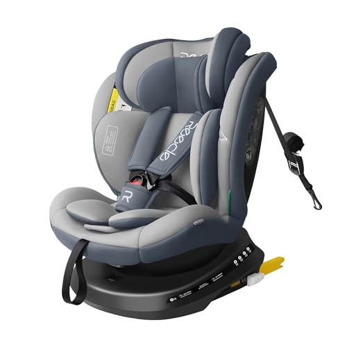 Reecle I-Size 360 Girevole Seggiolino Auto con ISOFIX, 40-150cm(Gruppo 0 + 1/2/3, 0-36 kg), ca. 0-12 anni (Grigio)