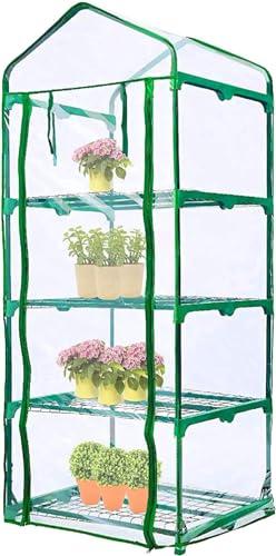 LATERN 4 Livelli Copertura di Ricambio per Serra, 160CM x 70CM x 50cm Chiaro PVC Piccolo Copertura Della Casa per Coltivazione delle Piante con Porta con Cerniera Avvolgibile (Telaio Non Includere)