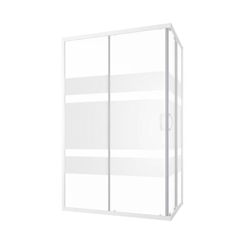 Box Doccia Angolare 80x120 cm Vetro Serigrafato 4 mm Profili Bianchi h185cm mod. Grenada