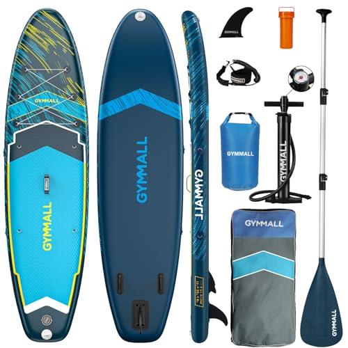 GYMMALL SUP Gonfiabile, Tavola SUP Gonfiabile per Adulti e Ragazzi di Tutti i Livelli, Design Ampio e Antiscivolo della Tavola, con Accessori Premium e Borsa Storage Inclusi