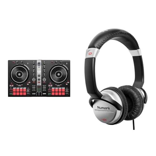 Hercules DJControl Inpulse 300 MK2, Postazione DJ USB, 2 banchi con 16 pad e scheda audio integrata & Numark HF125 - Cuffie Portatili per DJ con Cavo da 1,80 m, Driver da 40 mm