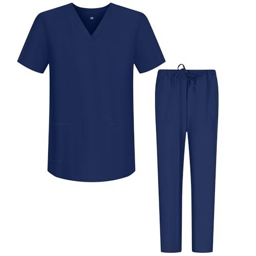 MISEMIYA - Uniformi Unisex Set Camice – Uniforme Medica con Maglia e Pantaloni Uniformi Mediche Camice Uniformi sanitarie - Ref.6801-6802 - Medium, Blu