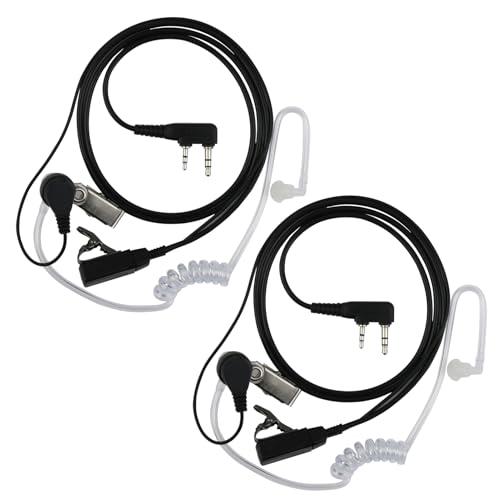 2 Pcs Auricolare Walkie Talkie di Sicurezza 2 Pin con Pulsante PTT,150CM, Compatibile con Kenwood Radio Bidirezionale BAOFENG UV5R 888S RT24 RT27 HESENATE HT999