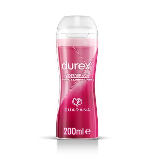 Durex Massage 2 in 1 Guaranà, Lubrificante Sessuale Intimo, Adatto per Rapporti Intimi e Massaggi, Gel Lubrificante a Base d'Acqua, Formato Convenienza 200 ml