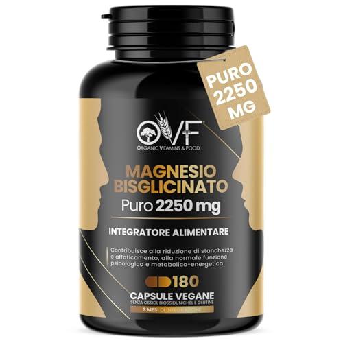 MAGNESIO BISGLICINATO PURO 180 Capsule da 450 mg | 3 Mesi di Integrazione | Supporto per Muscoli e Sonno Integratori Stanchezza Puro Alta Biodisponibilità Vegano