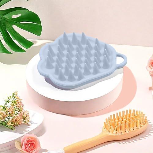 Spazzola massaggiante per shampoo e cuoio capelluto, setole in silicone, esfoliante per cuoio capelluto, rimozione forfora, crescita dei capelli (grigio lite)