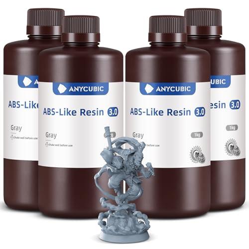 ANYCUBIC ABS-Like Resin 3.0, Resina per Stampanti 3D con Eccellente Durezza e Tenacità, Alta Precisione per Stampanti 3D a Resina, Grigio 4000g