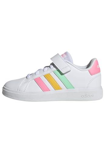 adidas Grand Court Elastic Lace And Top Strap Shoes, Scarpe da Tennis, Cloud White/Pulse Mint/Beam Pink, 30 EU
