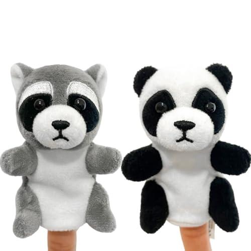 HABNI 2 Pcs Marionette Da Mano Panda E Procione Burattini Da Dito Burattino A Mano In Peluche Burattini A Dito Set Giocattoli Animali Per Baby Bambini