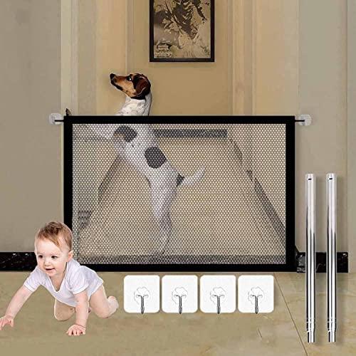 Ambolio Barriera Cani, Cancelletto di Sicurezza Barriera per Cani, Barriera per Cani da Interno Pieghevole Cani Cancelletto per Scale e Vani Porta Corridoi Cucine, Nero.(110 * 80)