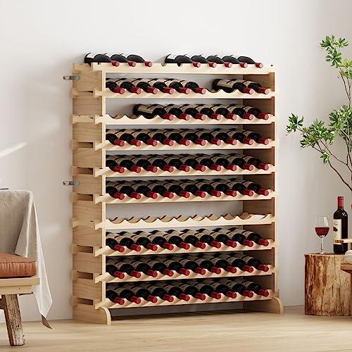 SogesHome Portabottiglie di Vino Organizer in Legno Porta bottiglie da vino Porta bottiglie e armadietti da vino per 100 Bottiglie per Vino da ripiano per Soggiorno Legno