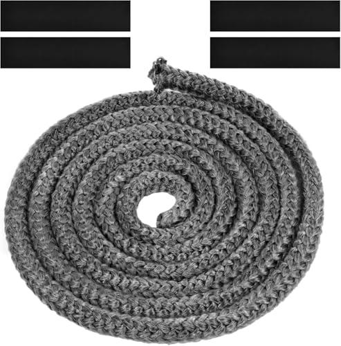 Flintronic Guarnizione per Porta Stufa, Fibra di Corda Ignifuga, Stufa a Pellet, Alta Temperatura, Nastro Isolante in Fibra, per Stufe, Tubi Di Forni, Porta del Forno, Camino(Φ14mm x 2.5m)- Grigio