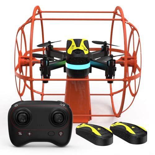 M17 Mini Drone Quadricoptère RC avec Bouclier Protecteur Mode Double Terre Air Décollage Atterrissage par Une Touche Mode sans Tête 2 Piles Rechargeables USB Cadeau Facile da pilotare