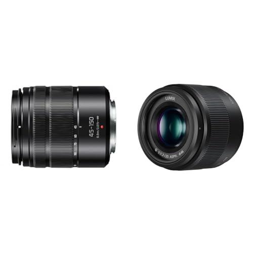 Panasonic LUMIX Vario - Obiettivo 4,0-5,6/45-150 OIS & Lumix 25mm F1.7 | H-H025E-K Obiettivo Prime, nero - Compatibile con attacco Micro 4/3 & Olympus