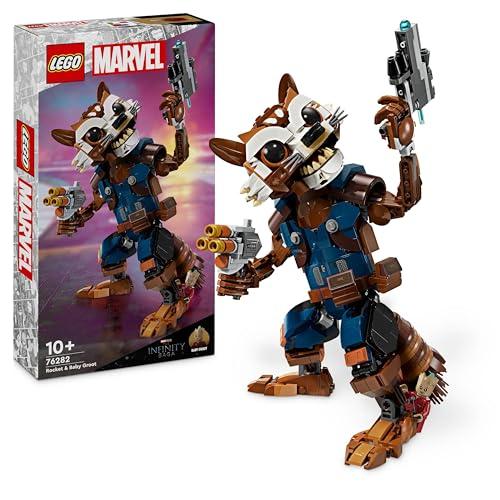 LEGO Marvel Rocket e Baby Groot, Giochi per Bambini e Bambine da 10 Anni con Action Figure Snodabile da Costruire e Minifigure del Supereroe, Giocattoli Guardiani della Galassia, Idee Regalo 76282