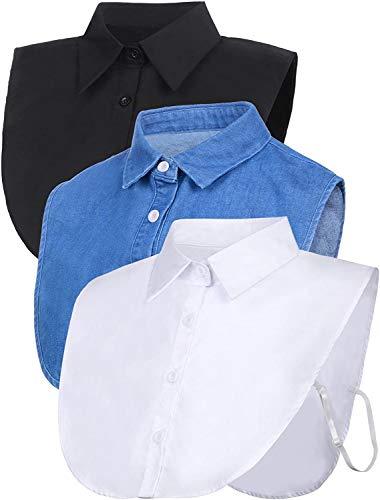 JFAN Falso Mezzo Camicia Camicetta 2 Pezzi 3 Pezzi Peterpan Collare Collare Staccabile Cravatta Unisex Donna Uomo 3 PCS