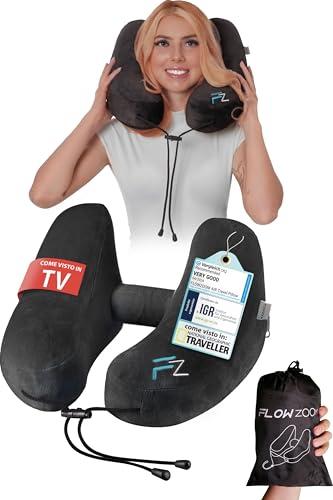 FLOWZOOM AIR Cuscino da Viaggio - Cuscino Gonfiabile - Cuscino Collo - Kit Viaggio - Cuscino Cervicale da Viaggio - Supporto per Collo per il Vostro Kit Viaggio