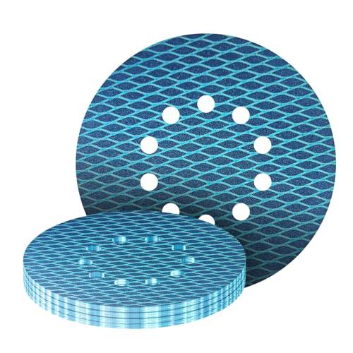 GZKTY 20pezzi 225mm Carta Vetrata, Dischi Abrasivi 225mm, 10 Fori Grana 120 Forma Diamante Pastiglie Di Levigatura, Per Cartongesso Parete e Levigatrice a Soffitto