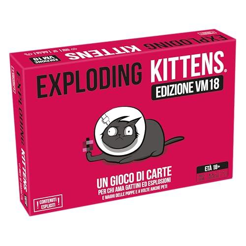 Exploding Kittens - VM18 - Gioco Di Carte, Party Game, Vietato Ai Minori Di Anni 18, 2-5 Giocatori, Edizione In Italiano - Esclusiva Amazon