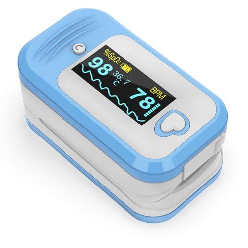 MEDLINKET AM801 Saturimetro Da Dito Professionale Certificato, Ad Alta Precisione Per Misurare SpO₂, Temperatura, Frequenza Cardiaca, Indice Di Perfusione E PPG, Con Allarme, Uso Domestico E Clinico