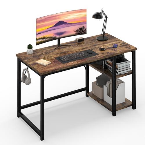JUMMICO Scrivania 120 x 50 cm, Scrivania per Computer Scrittoio con 2 Ripiani a Sinistra o Destra, Separatore Regolabile, Tavolo da Lavoro Piano di Lavoro, Adatta per l'ufficio o il Soggiorno
