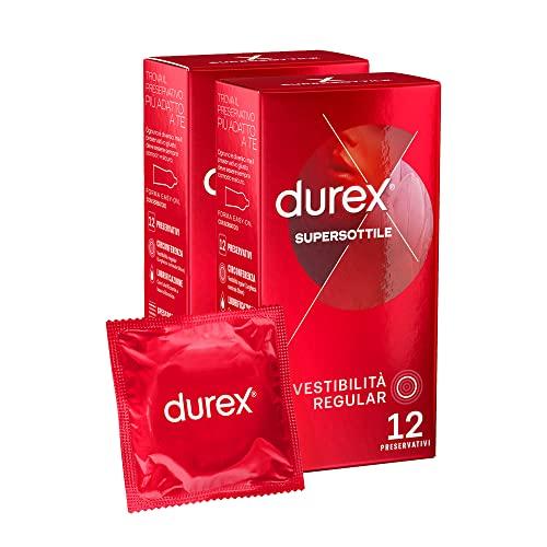 Durex SuperSottile, Preservativi Ultra Sottili Vestibilità Regular, 24 Profilattici
