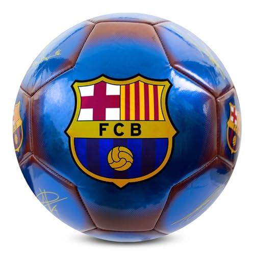 Hy-Pro Pallone da calcio con licenza ufficiale FC Barcelona Classic Signature | Metallic, taglia 5, Barca, allenamento, partita, merchandising, da collezione, per bambini e adulti, blu/rosso