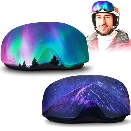 AIEDECOPT 2 Pezzi Copri Maschere da Sci Portabilità, Copertura per Occhiali da Sci e Snowboard, Copertura in Microfibra per Protezione Lenti, Antigraffio e Polvere per Viaggio e Après-Ski (A)