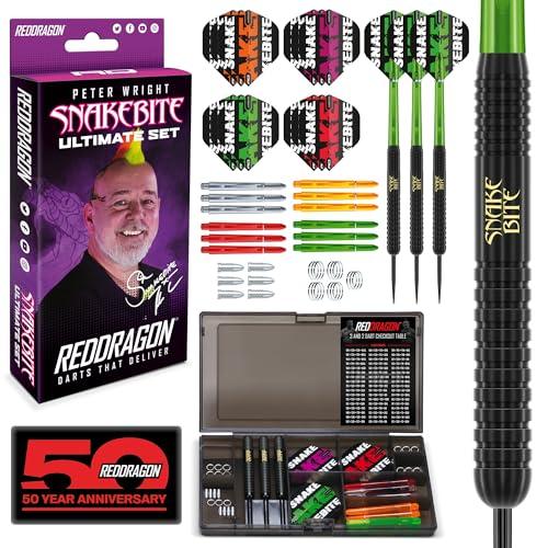 RED DRAGON Peter Wright Snakebite Ultimate 50 Piece Darts And Accessory Set - Set di Freccette da 22 Grammi