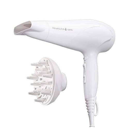Remington Asciugacapelli 2200W - Anello in ceramica Ionic Care per una ottima distribuzione del calore - 3 livelli di riscaldamento, 2 livelli di ventola separati + raffreddamento, 2 accessori, D3199