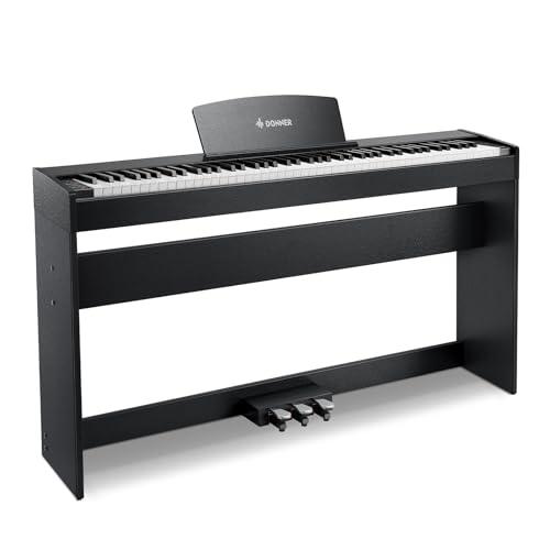 Donner DDP-50 Pianoforte Digitale Pesato con Tastiera a 88 Tasti per Principianti, Tastiera per Pianoforte Elettrico Full Size con Supporto e 3 Pedali