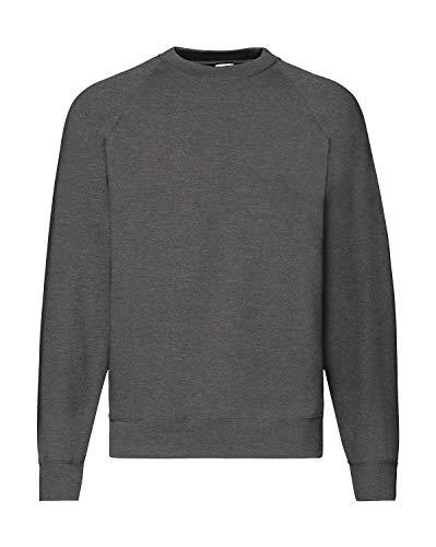Fruit of the Loom Felpa con maniche raglan, da uomo, melange scuro, M