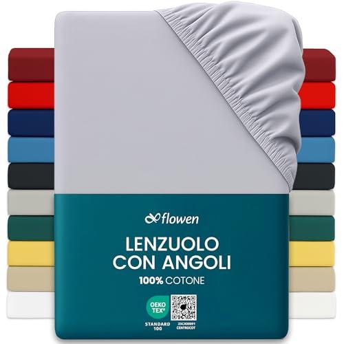 Lenzuola con Angoli Letto Singolo 90x200 cm Grigio Chiaro in 100% Puro Cotone per Materasso fino a 30cm Tessuto Anti-Acaro e Traspirante di Alta Qualità Morbido Durevole e Lavabile in Lavatrice