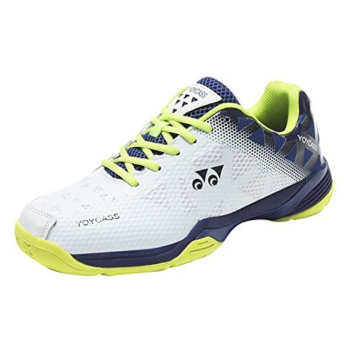 PENXZT Badminton Tennis Shoes Mens Women Scarpe da Allenamento in Campo Interno Lightweight Anti-Slip per La Pallavolo da Zucca Racketball,Bianca,39 EU