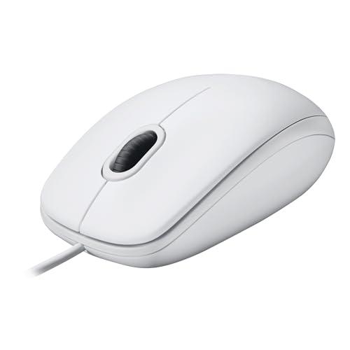 Logitech M100 Mouse USB con Cavo, 3 Pulsanti, Tracciamento Ottico 1000 DPI, Ambidestro, Compatibile con PC, Mac, Laptop - Bianco
